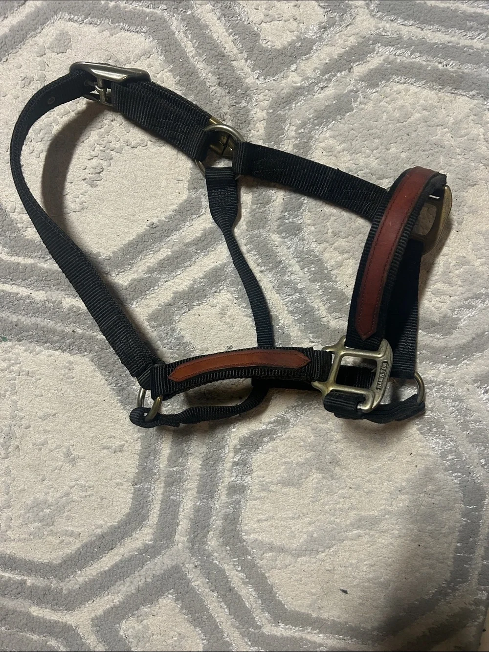 Used Bag strap hardware close-up